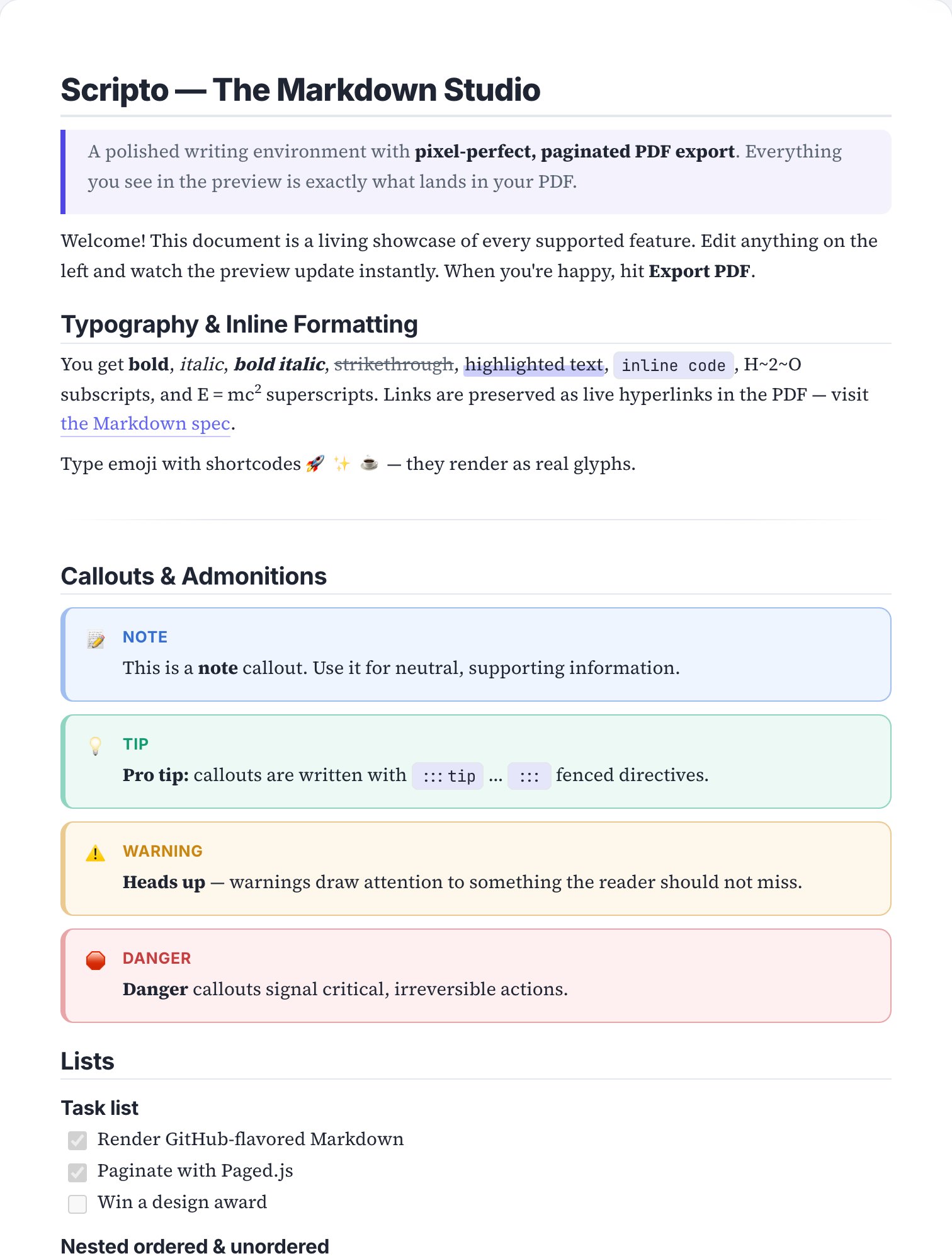Compact skin — real page render