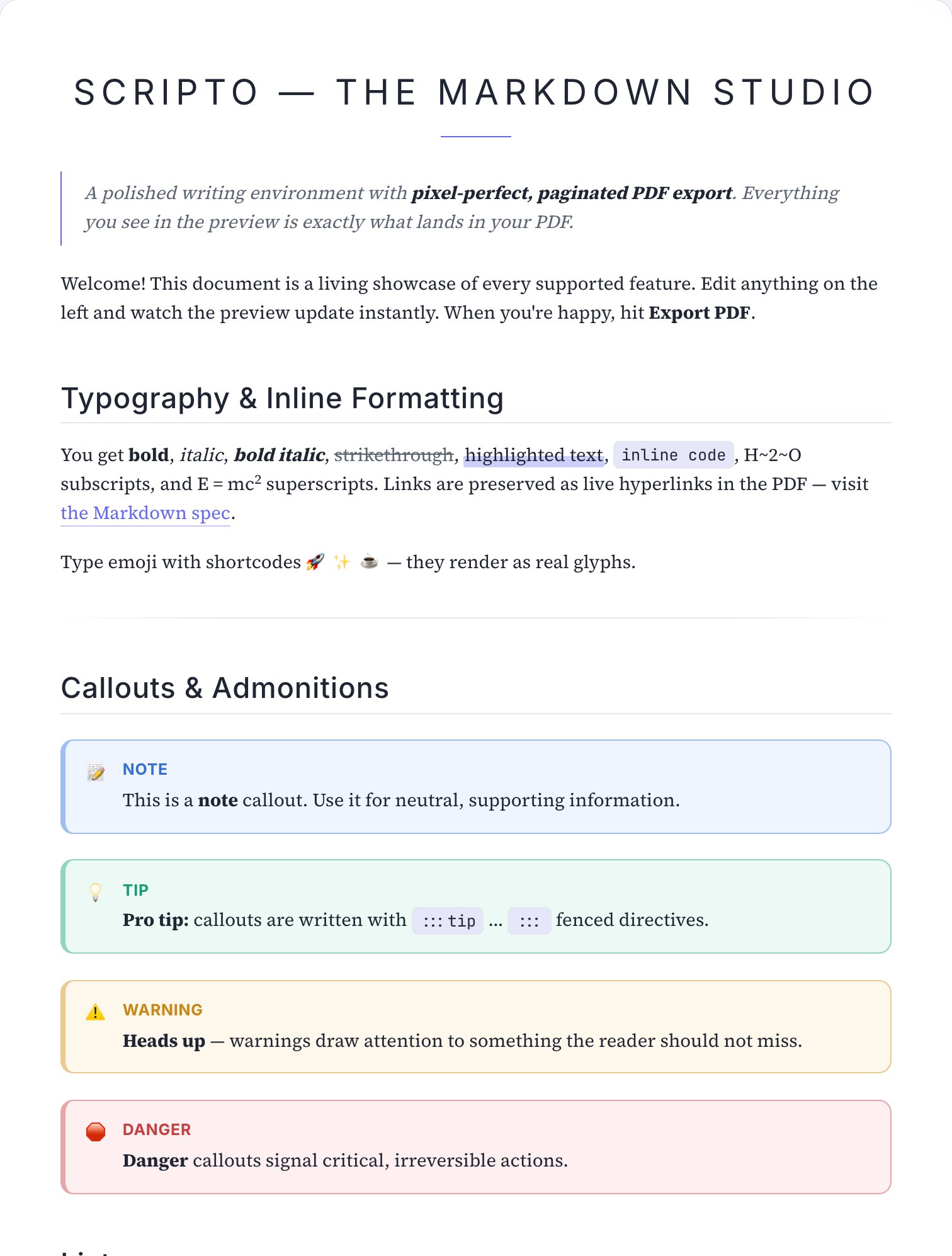 Elegant skin — real page render