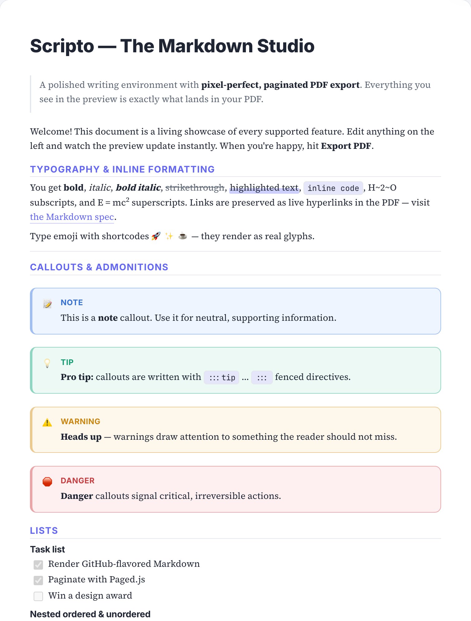 Résumé skin — real page render