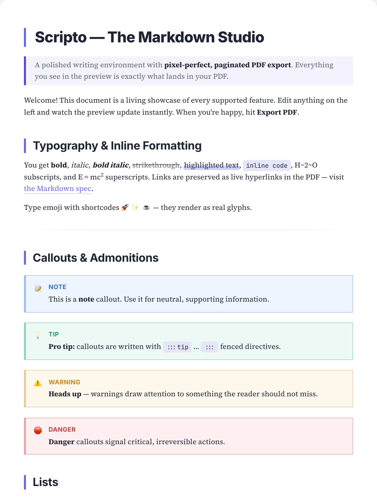 Technical skin — real page render